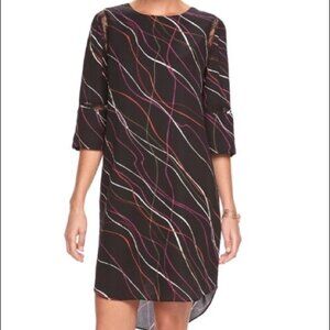 Apt 9 Black Patterned Lace Inset 3/4 Sleeve Dress L